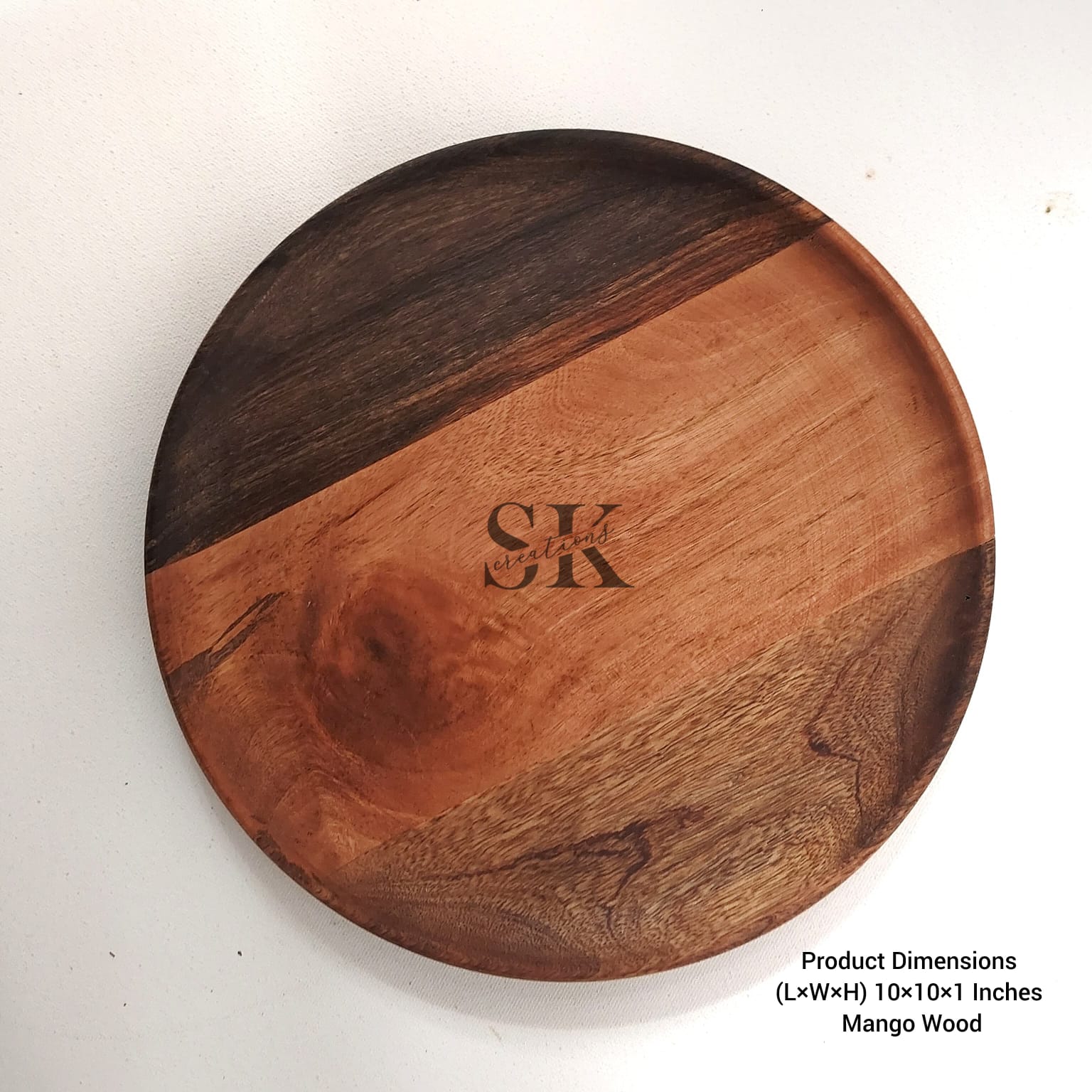 Mango wooden round serving plates
